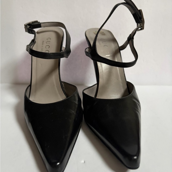 Gucci Elegant Black Stiletto Pointed-Toe Slingback Pumps Size 7 1/2 - Picture 12 of 15